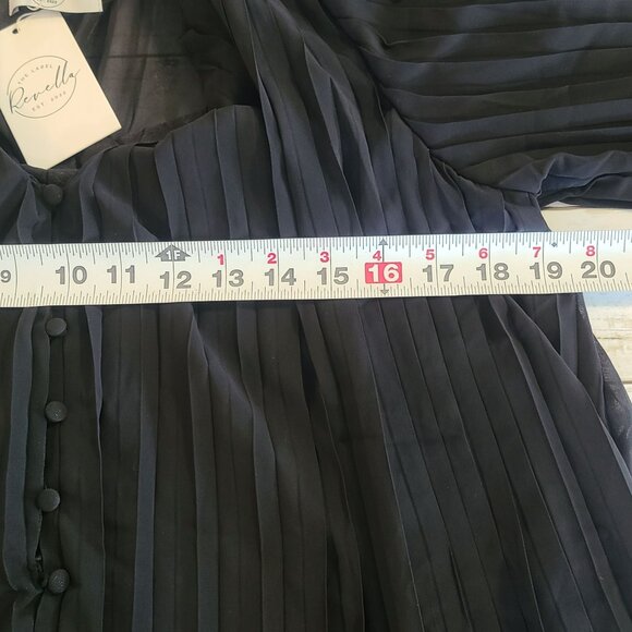 Revella Chiffon Pleated Black Mini Romper Dress Ruffle Edge NEW Sm Whimsygoth - Picture 6 of 9